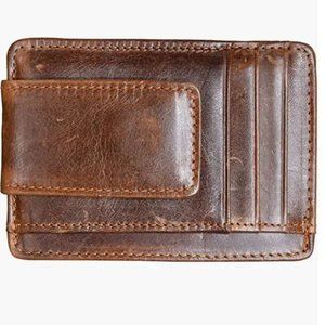 New Money Clip RFID Front Pocket Wallet Men Leather Slim Minimalist Wallet